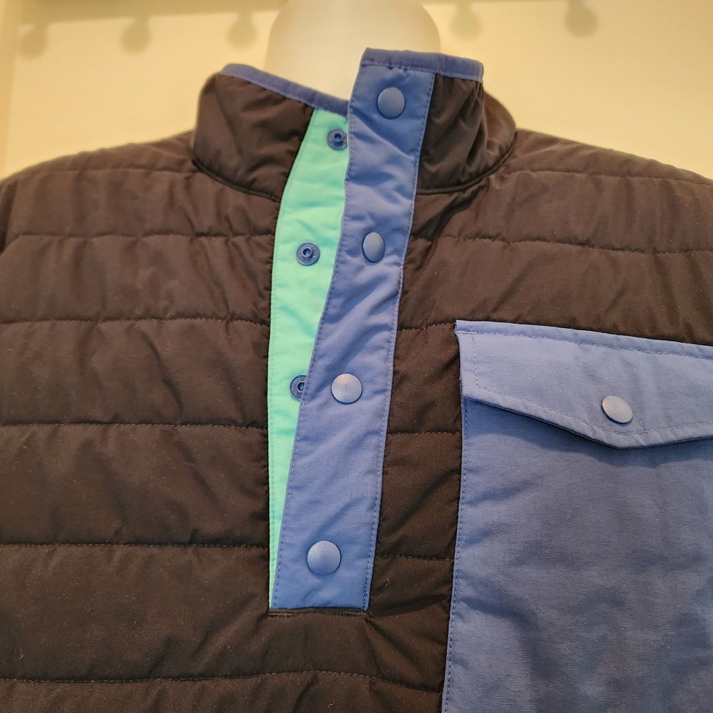 Lands' End Men M Quilted Snap Pullover Jacket Insulated Navy Colorblock Gorpcore - Picture 9 of 13